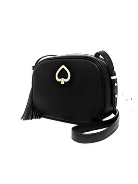 Kate Spade Kourtney Black Pebbled Leather Camera Crossbody Bag Tassel Charm